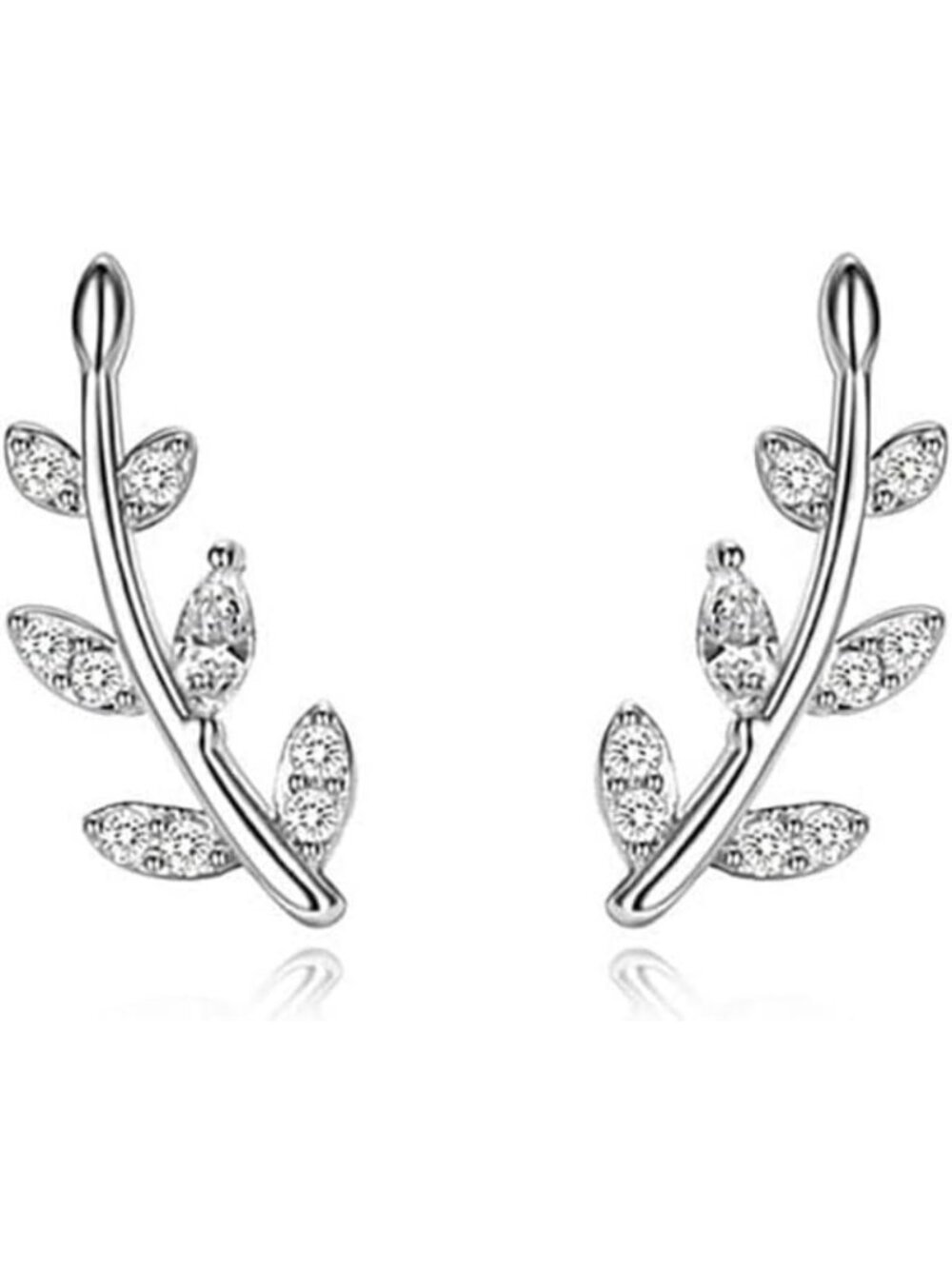 Elegant 925 Sterling Silver Leaf Crawler Stud Earrings for Women & Teens